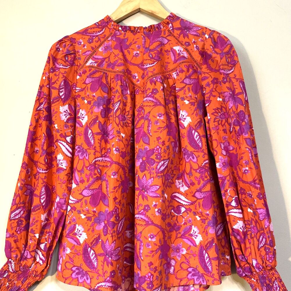 FATE ~ New! Orange And Purple  Balloon Sleeve Blouse NWT Sz S/ $62